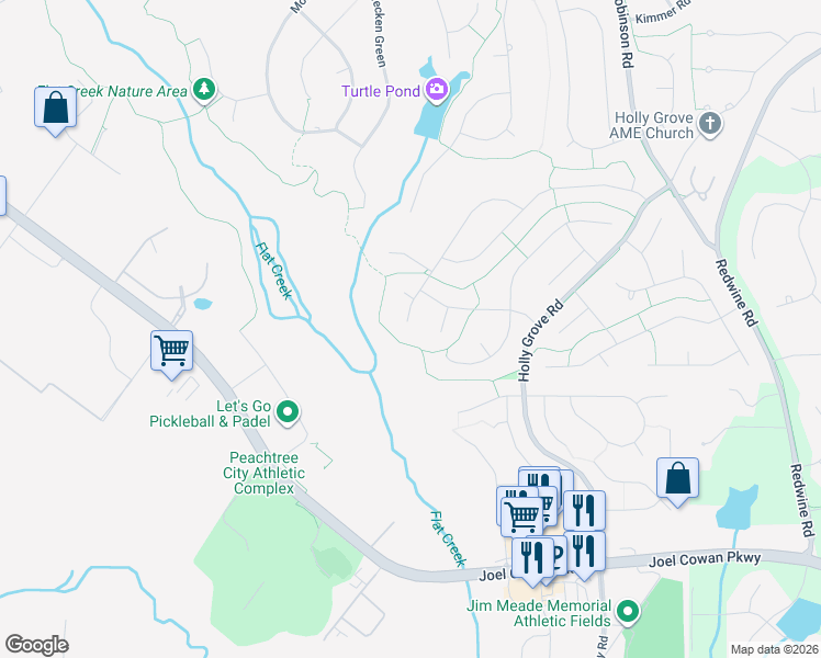 map of restaurants, bars, coffee shops, grocery stores, and more near 343 Welton Way in Peachtree City
