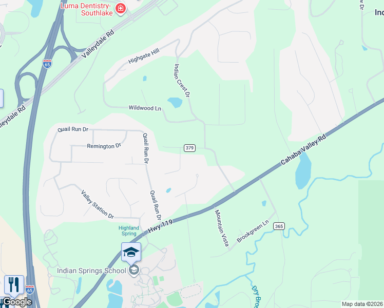 map of restaurants, bars, coffee shops, grocery stores, and more near 297 Arrowhead Lane in Indian Springs Village