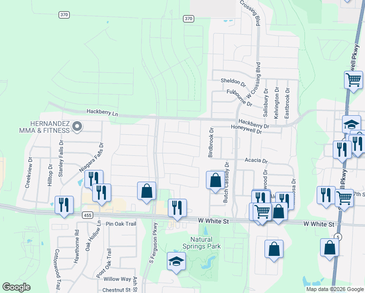 map of restaurants, bars, coffee shops, grocery stores, and more near 1322 Crossvine Drive in Anna