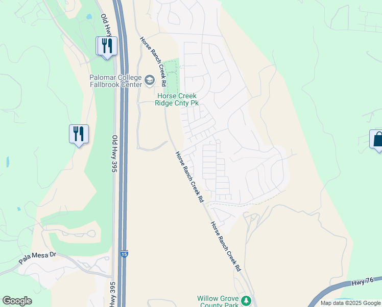 map of restaurants, bars, coffee shops, grocery stores, and more near 35105 Persano Place in Fallbrook