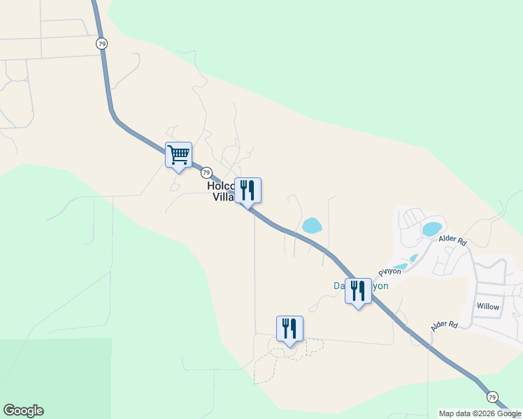 map of restaurants, bars, coffee shops, grocery stores, and more near 35075 California 79 in Warner Springs