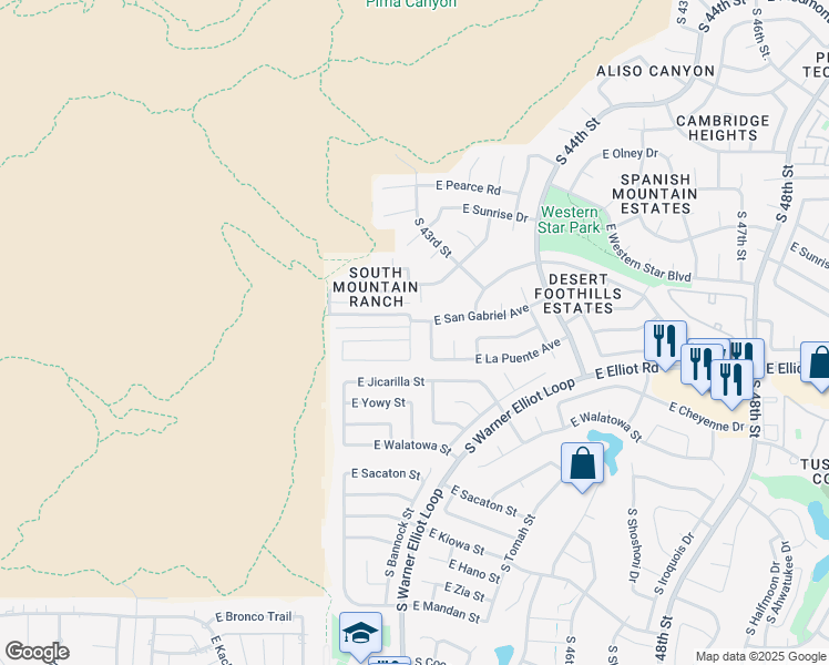 map of restaurants, bars, coffee shops, grocery stores, and more near 10605 South 41st Place in Phoenix