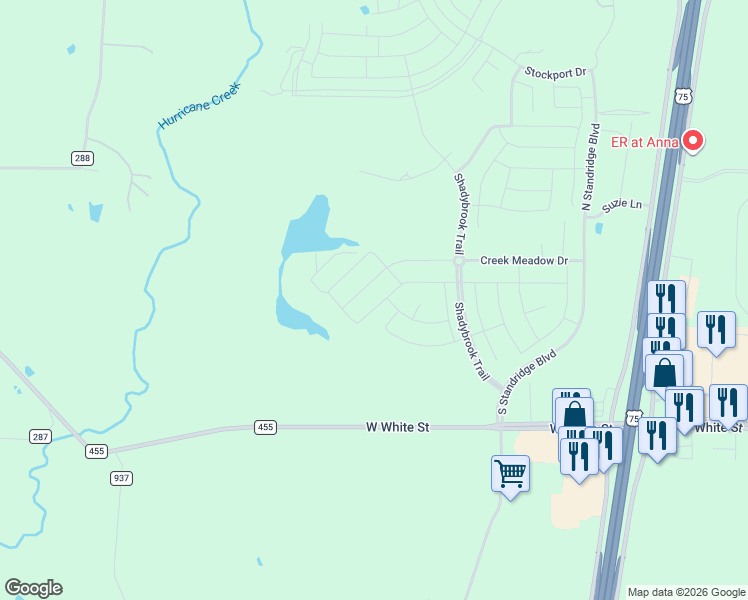 map of restaurants, bars, coffee shops, grocery stores, and more near 3320 Lakeshore Drive in Anna