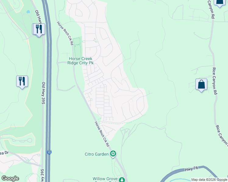 map of restaurants, bars, coffee shops, grocery stores, and more near 316 Canter Court in Fallbrook