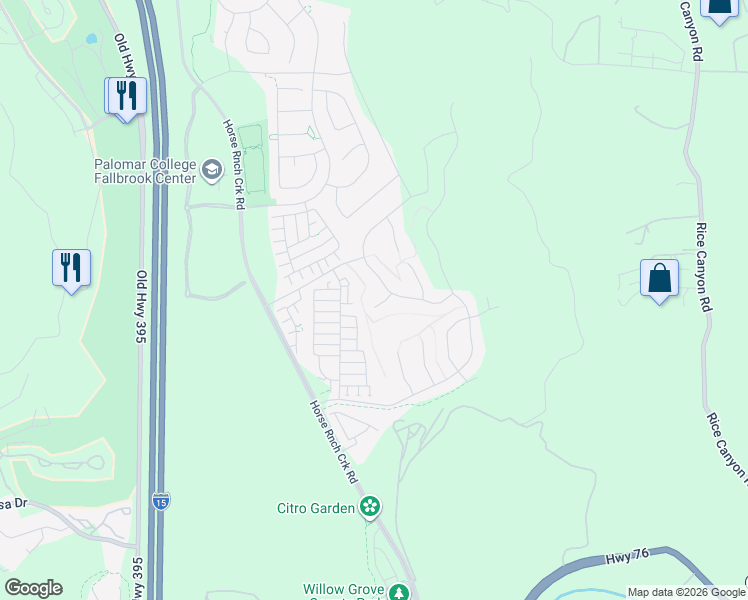 map of restaurants, bars, coffee shops, grocery stores, and more near 337 Dun Blazer Way in Fallbrook