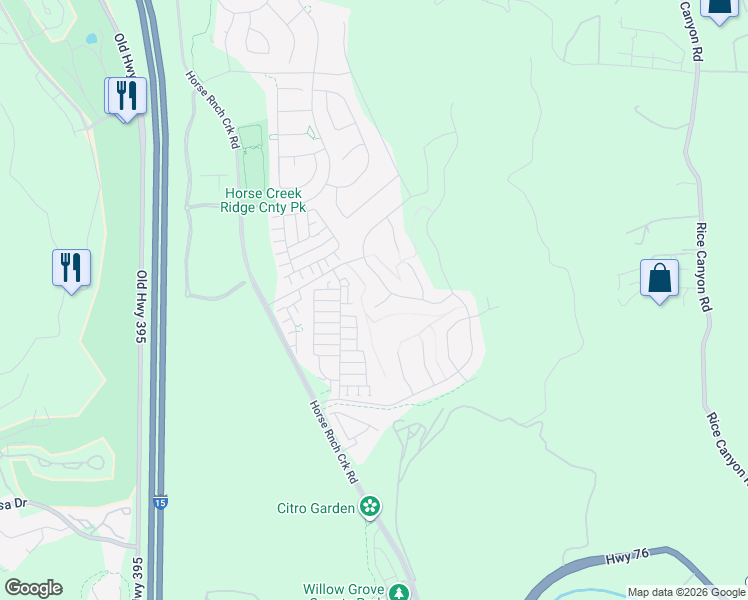 map of restaurants, bars, coffee shops, grocery stores, and more near 316 Canter Court in Fallbrook