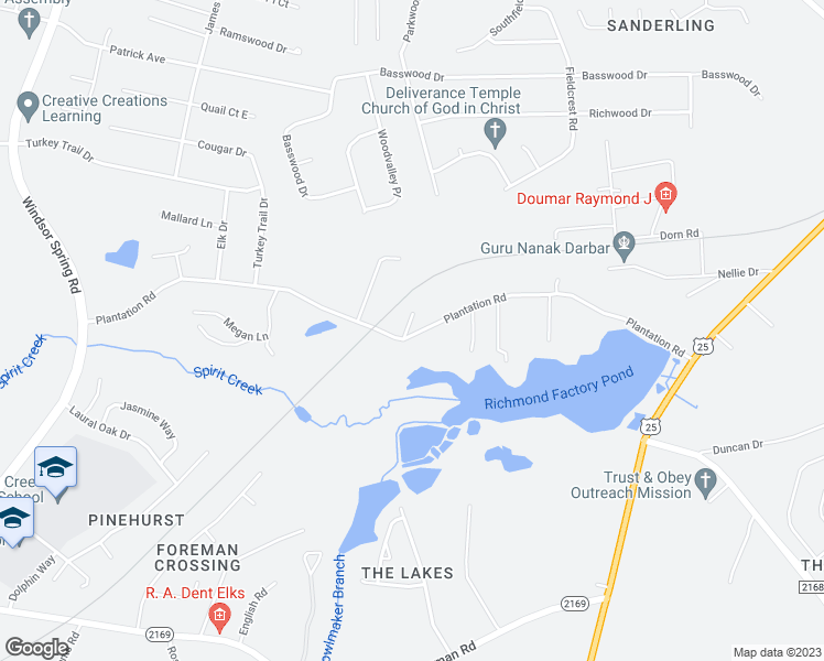 map of restaurants, bars, coffee shops, grocery stores, and more near 2289 Plantation Road in Augusta