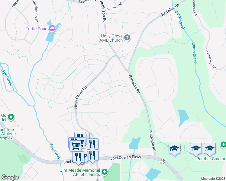 map of restaurants, bars, coffee shops, grocery stores, and more near 318 Summer Place in Peachtree City