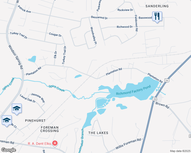 map of restaurants, bars, coffee shops, grocery stores, and more near 2284 Plantation Road in Augusta