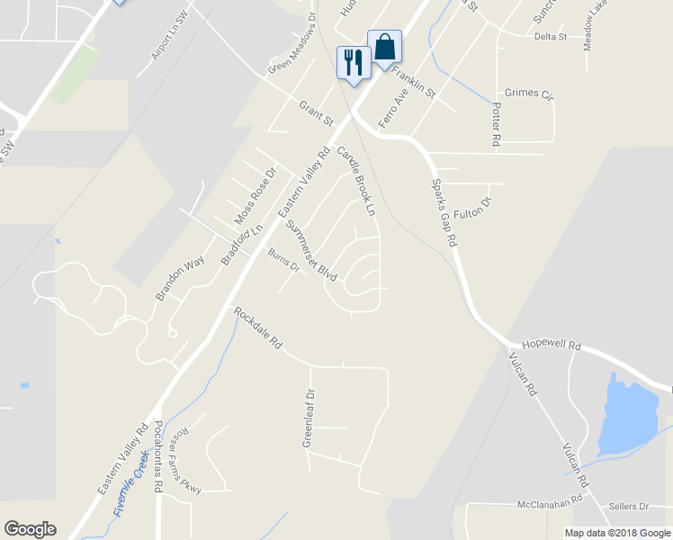 map of restaurants, bars, coffee shops, grocery stores, and more near 5256 Summerset Way in Bessemer