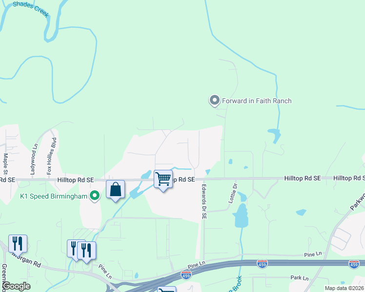 map of restaurants, bars, coffee shops, grocery stores, and more near 5471 Virginia Trace in Bessemer
