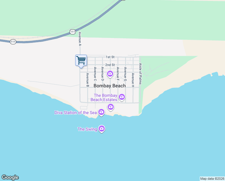 map of restaurants, bars, coffee shops, grocery stores, and more near in Bombay Beach