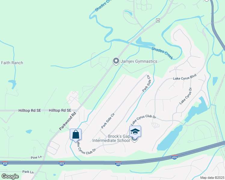 map of restaurants, bars, coffee shops, grocery stores, and more near 5521 Park Side Road in Birmingham