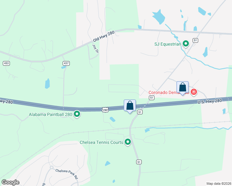 map of restaurants, bars, coffee shops, grocery stores, and more near 12900 U.S. 280 in Sterrett