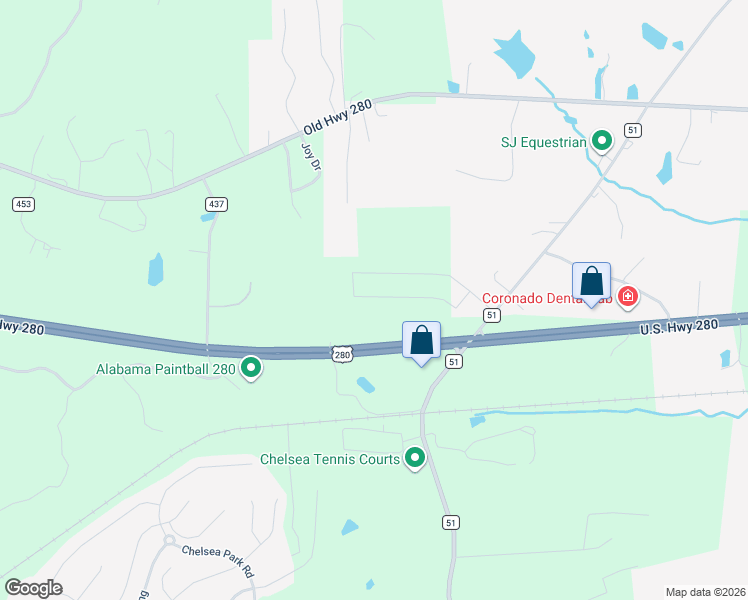 map of restaurants, bars, coffee shops, grocery stores, and more near 12900 U.S. 280 in Sterrett