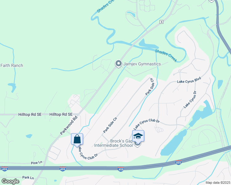 map of restaurants, bars, coffee shops, grocery stores, and more near 5517 Park Side Road in Birmingham