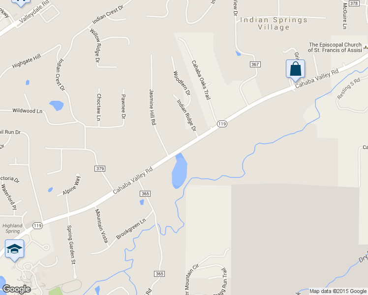 map of restaurants, bars, coffee shops, grocery stores, and more near 2470 Cahaba Valley Rd in Indian Springs Village