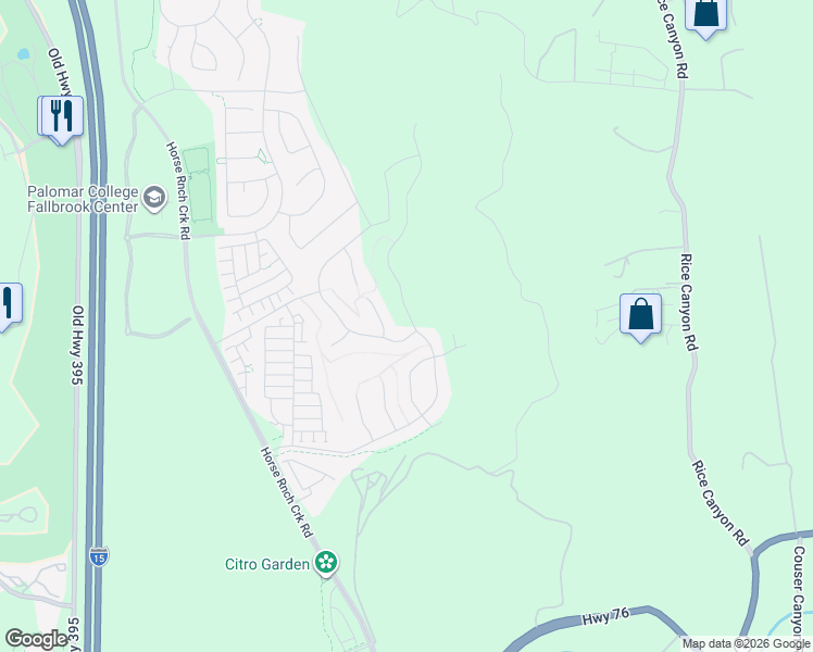 map of restaurants, bars, coffee shops, grocery stores, and more near 550 Meadowood Street in Fallbrook