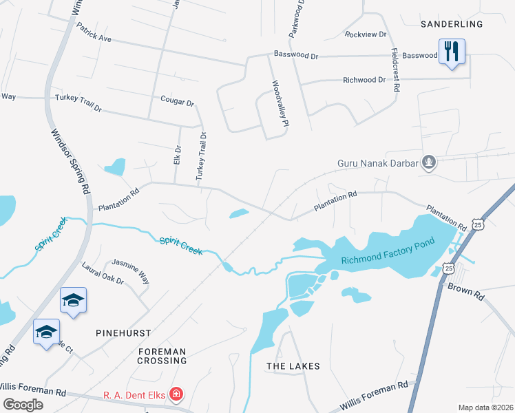 map of restaurants, bars, coffee shops, grocery stores, and more near 2357 Plantation Road in Hephzibah