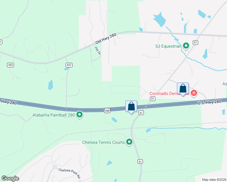 map of restaurants, bars, coffee shops, grocery stores, and more near 12900 U.S. 280 in Sterrett