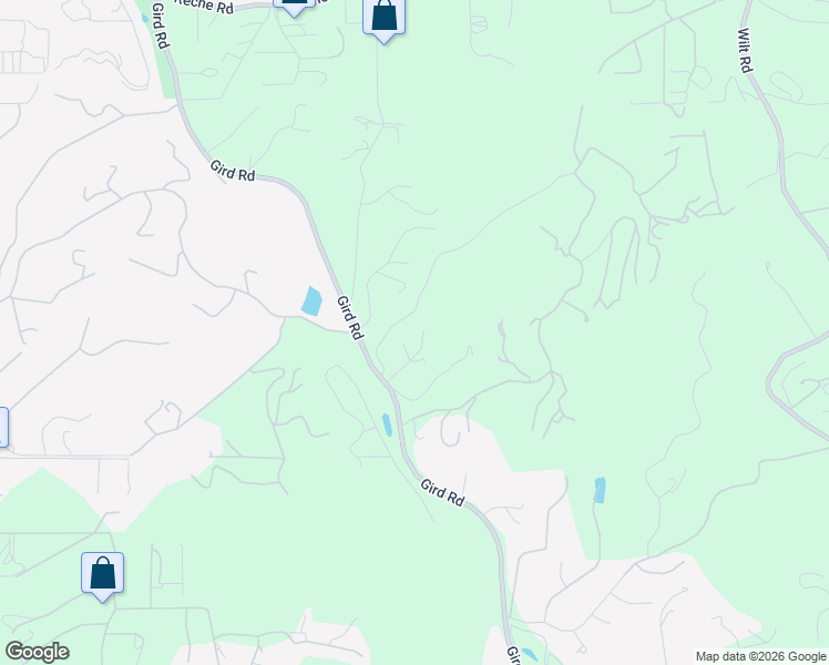 map of restaurants, bars, coffee shops, grocery stores, and more near 2416 Gird Road in Fallbrook