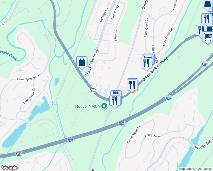 map of restaurants, bars, coffee shops, grocery stores, and more near 5019 Melrose Way in Birmingham