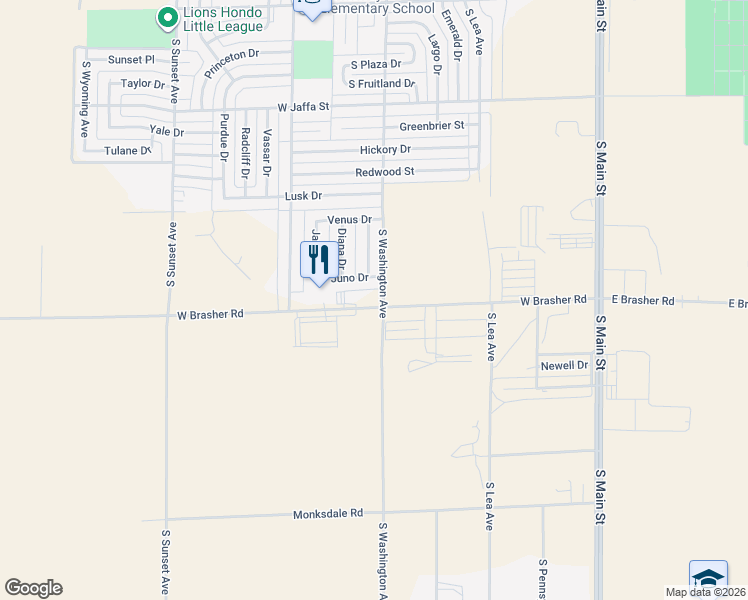 map of restaurants, bars, coffee shops, grocery stores, and more near 3608 Camilla Drive in Roswell