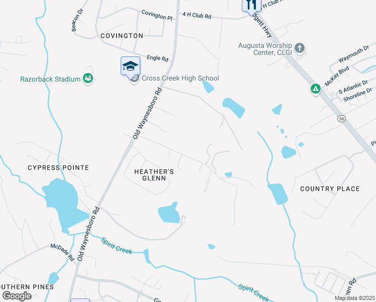 map of restaurants, bars, coffee shops, grocery stores, and more near 1735 Taylor Road in Augusta