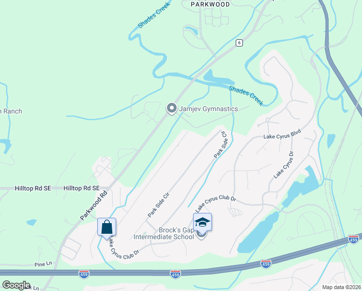 map of restaurants, bars, coffee shops, grocery stores, and more near 3556 Parkwood Road in Bessemer