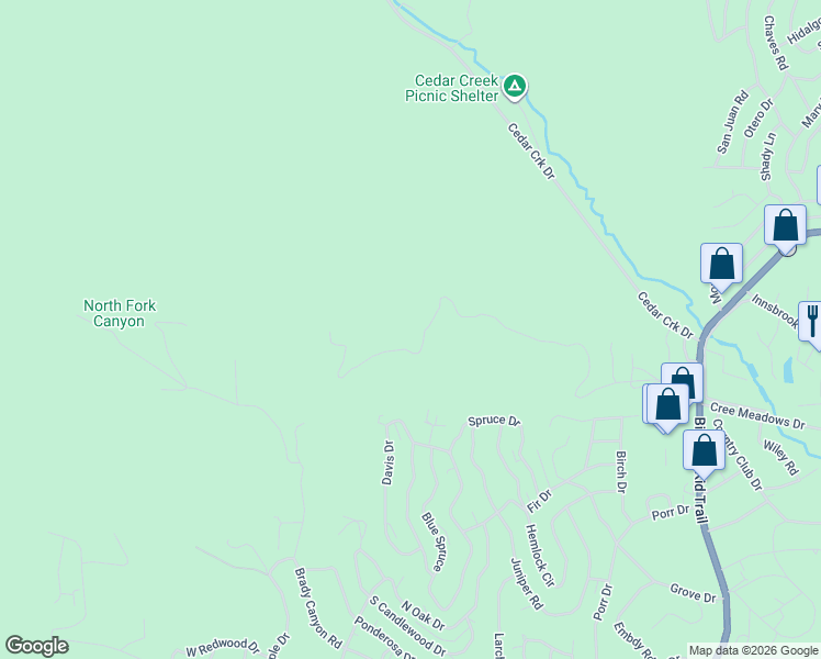 map of restaurants, bars, coffee shops, grocery stores, and more near 130A Davis Drive in Ruidoso
