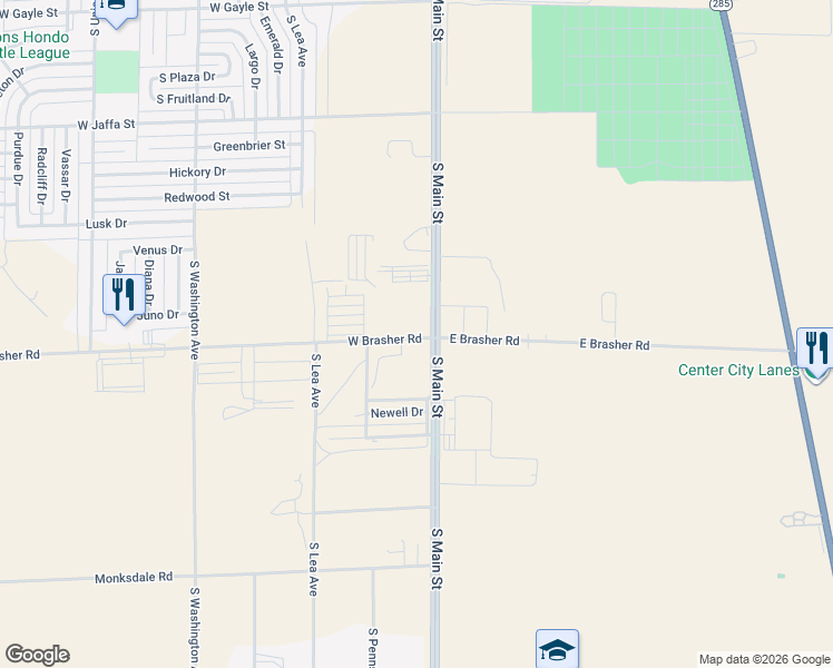 map of restaurants, bars, coffee shops, grocery stores, and more near 331 W Brasher Rd in Roswell