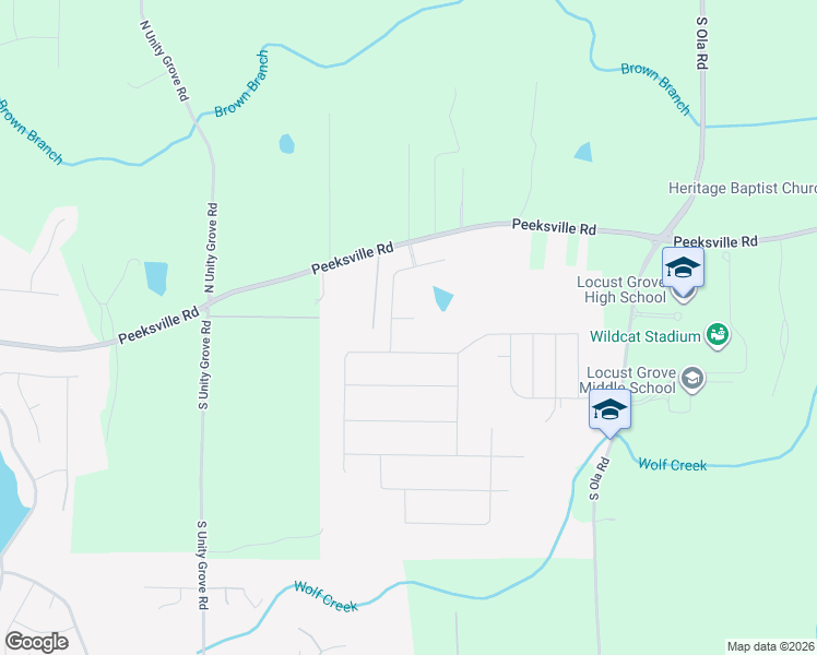 map of restaurants, bars, coffee shops, grocery stores, and more near 1504 Big Bud Lane in Locust Grove