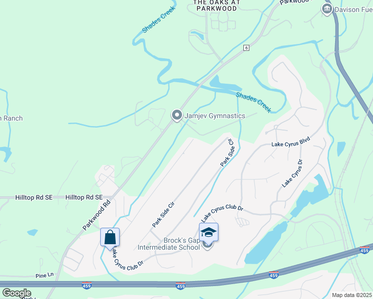 map of restaurants, bars, coffee shops, grocery stores, and more near 3556 Parkwood Road in Bessemer