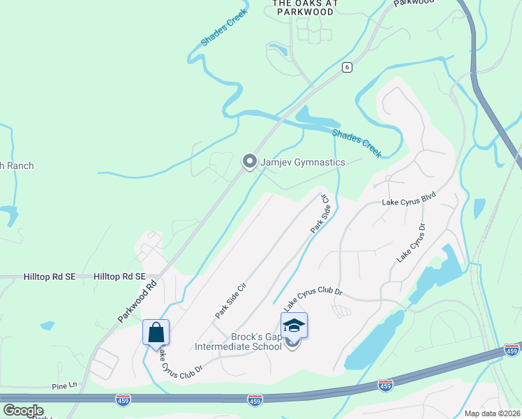 map of restaurants, bars, coffee shops, grocery stores, and more near 3556 Parkwood Road in Bessemer