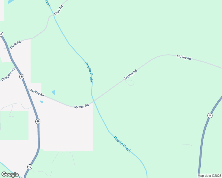 map of restaurants, bars, coffee shops, grocery stores, and more near McVey Road in Lineville