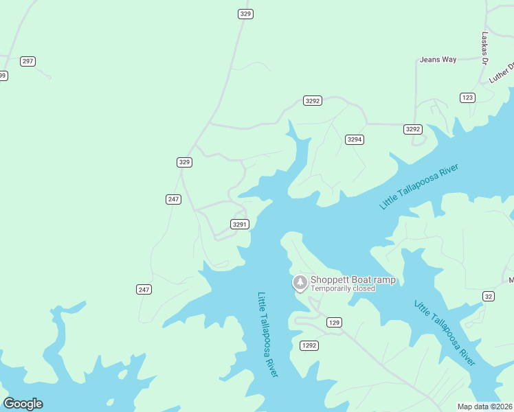 map of restaurants, bars, coffee shops, grocery stores, and more near 302 County Road 3291 in Wedowee