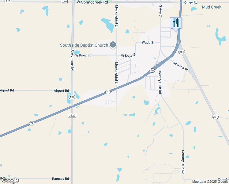 map of restaurants, bars, coffee shops, grocery stores, and more near 1400 Mockingbird Lane in Olney