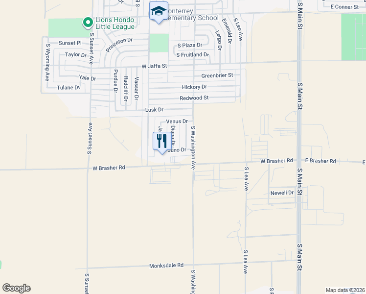 map of restaurants, bars, coffee shops, grocery stores, and more near 3608 Camilla Drive in Roswell
