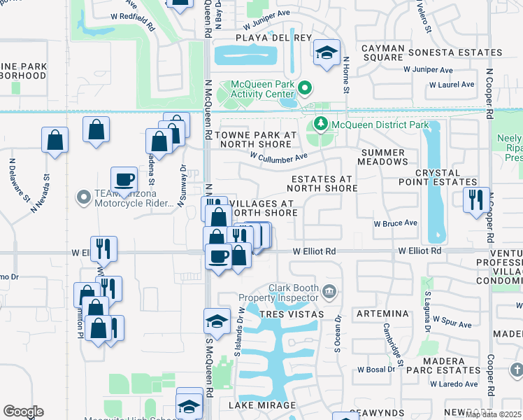 map of restaurants, bars, coffee shops, grocery stores, and more near in Gilbert