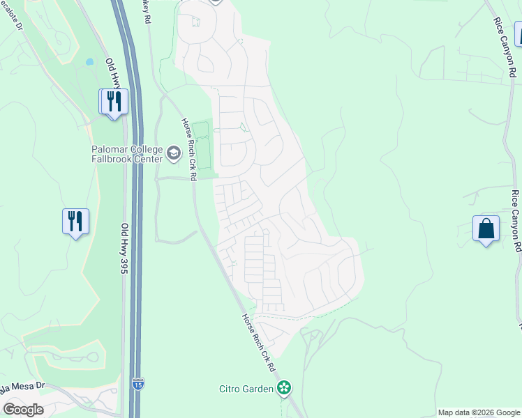map of restaurants, bars, coffee shops, grocery stores, and more near 337 Dun Blazer Way in Fallbrook