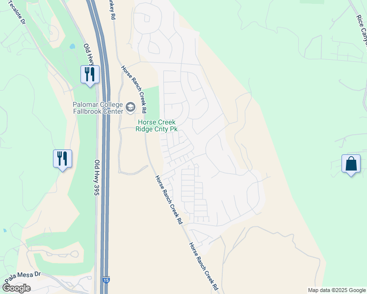 map of restaurants, bars, coffee shops, grocery stores, and more near 264 Oberlander Way in Fallbrook