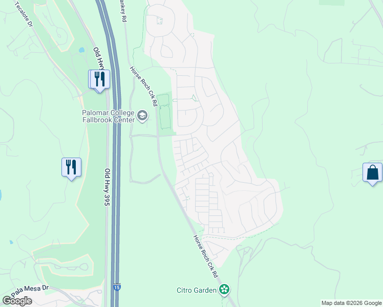 map of restaurants, bars, coffee shops, grocery stores, and more near 35334 Brown Galloway Ln in Fallbrook