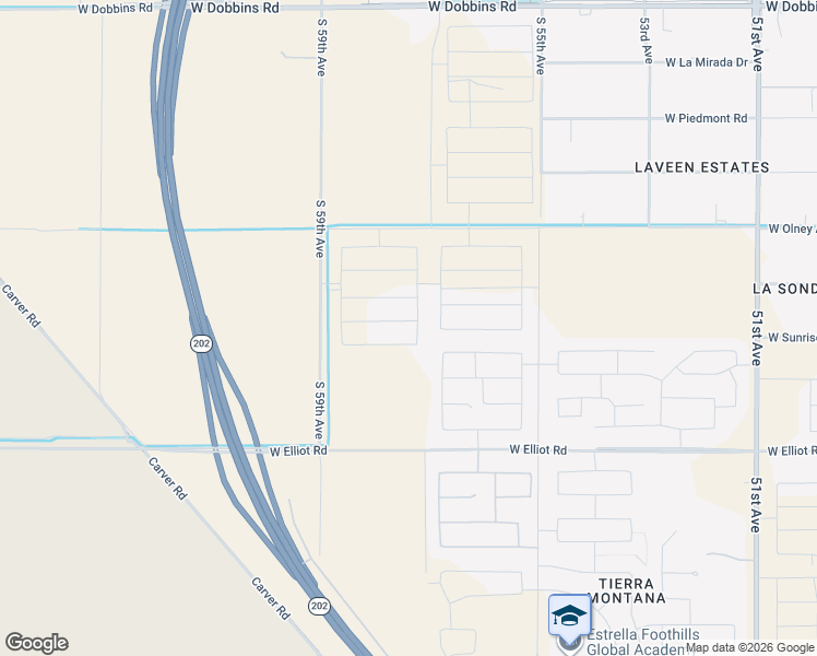 map of restaurants, bars, coffee shops, grocery stores, and more near 5802 West Elliot Road in Phoenix