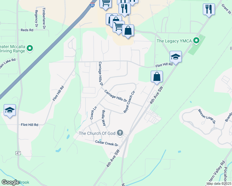 map of restaurants, bars, coffee shops, grocery stores, and more near 4 Varin Way in Bessemer