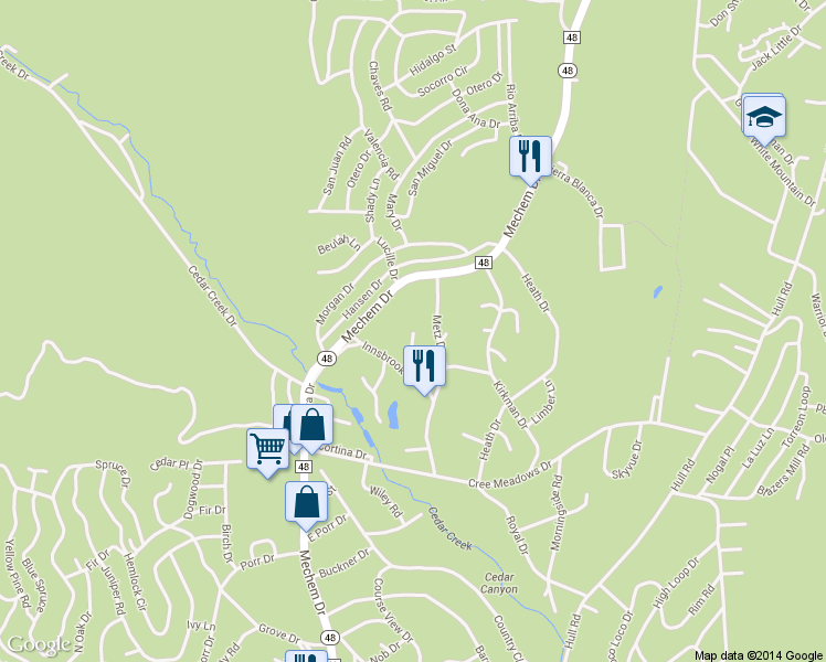 map of restaurants, bars, coffee shops, grocery stores, and more near 198 Riley Cove Rd in Ruidoso
