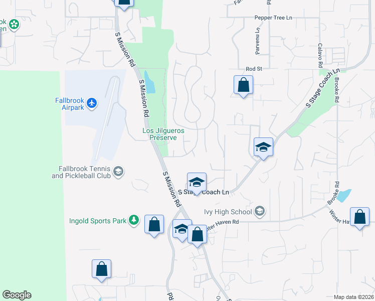map of restaurants, bars, coffee shops, grocery stores, and more near 2194 Stone Castle in Fallbrook