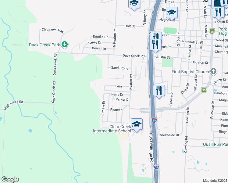 map of restaurants, bars, coffee shops, grocery stores, and more near 137 Tammy in Sanger