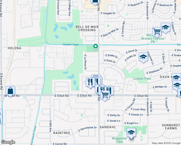 map of restaurants, bars, coffee shops, grocery stores, and more near 817 East Todd Drive in Tempe
