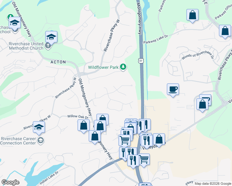 map of restaurants, bars, coffee shops, grocery stores, and more near 753 Dividing Ridge Drive in Birmingham