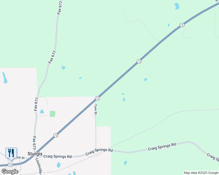 map of restaurants, bars, coffee shops, grocery stores, and more near 3670 Mississippi 12 in Sturgis